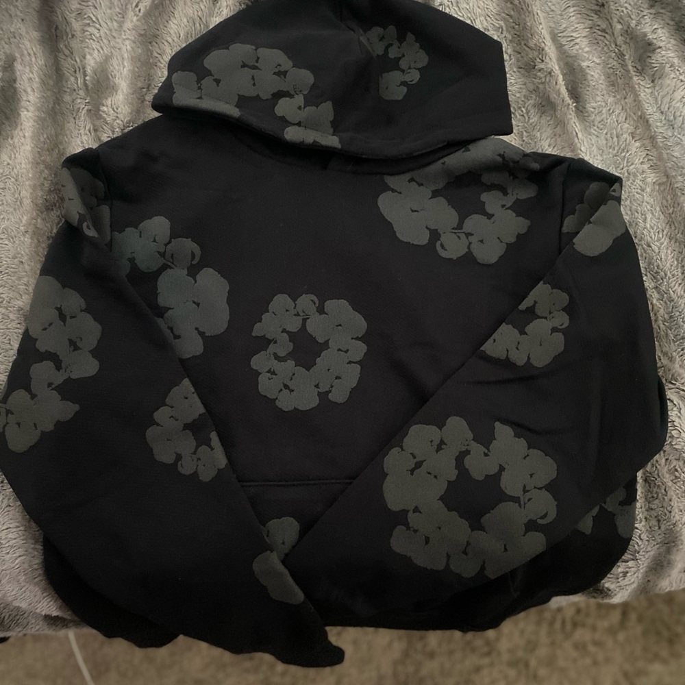 Stylish Black Hoodie with Floral Pattern